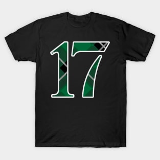 17 Sports Jersey Number Green Black Flannel T-Shirt